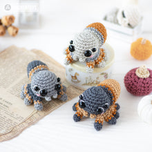 Cargar imagen en el visor de la galería, baby spider crochet pattern halloween amigurumi tutorial AradiyaToys mini kingdom crochet tarantula DIY file handmade PDF amigurumi pattern
