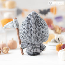 Load image into Gallery viewer, grim reaper crochet pattern halloween amigurumi tutorial AradiyaToys spooky season crochet DIY tutorial PDF file handmade amigurumi pattern

