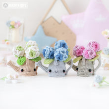 Indlæs billede til gallerivisning Kawaii Watering Can with Hydrangea from &quot;AradiyaToys Kawaii” collection / Crochet Pattern (Amigurumi Tutorial PDF File) Handmade Flowers DIY
