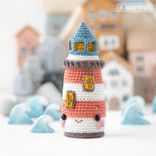 Load image into Gallery viewer, kawaii lighthouse crochet pattern PDF amigurumi lifebuoy DIY tutorial nautical decor mini kingdom coastal sea toy easy crochet pattern
