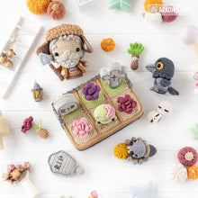 Carica l&#39;immagine nel visualizzatore di Gallery, 4-in-1 halloween night crochet pattern graveyard amigurumi tutorial AradiyaToys mini kingdom DIY raven spider zombie howto digital PDF file
