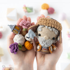 4-in-1 halloween night crochet pattern graveyard amigurumi tutorial AradiyaToys mini kingdom DIY raven spider zombie howto digital PDF file