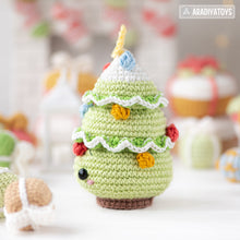 Load image into Gallery viewer, mini Christmas tree crochet pattern by AradiyaToys fairytale Christmas decor amigurumi pattern ornament crochet DIY tutorial PDF file howto
