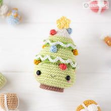 Load image into Gallery viewer, mini Christmas tree crochet pattern by AradiyaToys fairytale Christmas decor amigurumi pattern ornament crochet DIY tutorial PDF file howto

