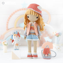 Carregar imagem no visualizador da galeria, Crochet Doll Pattern for Friendy Mika with Rainbow Unicorn from &quot;AradiyaToys Friendies&quot; collection (Amigurumi tutorial PDF file) modern doll
