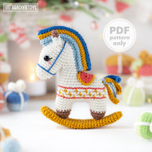 Load image into Gallery viewer, rocking horse crochet pattern by AradiyaToys fairytale Christmas decor nutcracker amigurumi pattern ornament crochet DIY tutorial PDF file
