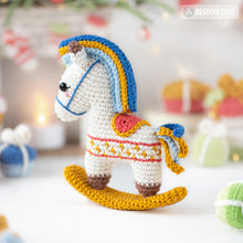 Load image into Gallery viewer, rocking horse crochet pattern by AradiyaToys fairytale Christmas decor nutcracker amigurumi pattern ornament crochet DIY tutorial PDF file
