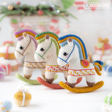 Load image into Gallery viewer, rocking horse crochet pattern by AradiyaToys fairytale Christmas decor nutcracker amigurumi pattern ornament crochet DIY tutorial PDF file
