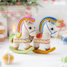 Load image into Gallery viewer, rocking horse crochet pattern by AradiyaToys fairytale Christmas decor nutcracker amigurumi pattern ornament crochet DIY tutorial PDF file
