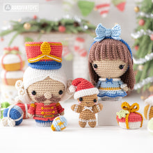 Load image into Gallery viewer, 7-in-1 nutcracker crochet pattern Christmas decor amigurumi tutorial rocking horse AradiyaToys DIY ornament Christmas tree digital PDF file
