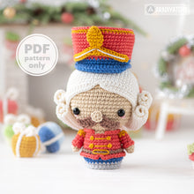 Load image into Gallery viewer, amigurumi nutcracker crochet pattern by AradiyaToys fairytale Christmas decor amigurumi pattern ornament crochet DIY tutorial PDF file howto
