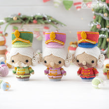 Load image into Gallery viewer, amigurumi nutcracker crochet pattern by AradiyaToys fairytale Christmas decor amigurumi pattern ornament crochet DIY tutorial PDF file howto

