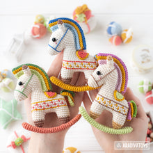 Load image into Gallery viewer, rocking horse crochet pattern by AradiyaToys fairytale Christmas decor nutcracker amigurumi pattern ornament crochet DIY tutorial PDF file
