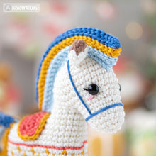 Load image into Gallery viewer, rocking horse crochet pattern by AradiyaToys fairytale Christmas decor nutcracker amigurumi pattern ornament crochet DIY tutorial PDF file
