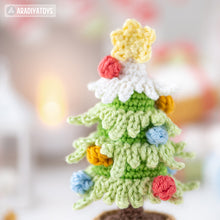 Load image into Gallery viewer, kawaii mini Christmas tree crochet pattern amigurumi tutorial AradiyaToys Christmas tree decor ornament xmas crochet DIY lesson PDF file

