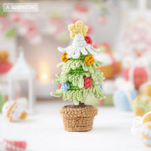 Load image into Gallery viewer, kawaii mini Christmas tree crochet pattern amigurumi tutorial AradiyaToys Christmas tree decor ornament xmas crochet DIY lesson PDF file
