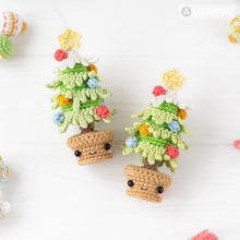 Load image into Gallery viewer, kawaii mini Christmas tree crochet pattern amigurumi tutorial AradiyaToys Christmas tree decor ornament xmas crochet DIY lesson PDF file
