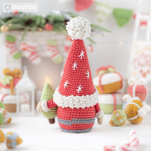 Load image into Gallery viewer, Christmas gnome crochet pattern amigurumi tutorial by AradiyaToys Christmas decor mini gnome ornament xmas crochet DIY tutorial PDF file
