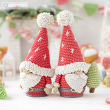 Load image into Gallery viewer, Christmas gnome crochet pattern amigurumi tutorial by AradiyaToys Christmas decor mini gnome ornament xmas crochet DIY tutorial PDF file
