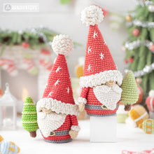 Load image into Gallery viewer, Christmas gnome crochet pattern amigurumi tutorial by AradiyaToys Christmas decor mini gnome ornament xmas crochet DIY tutorial PDF file
