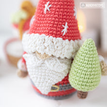 Load image into Gallery viewer, Christmas gnome crochet pattern amigurumi tutorial by AradiyaToys Christmas decor mini gnome ornament xmas crochet DIY tutorial PDF file
