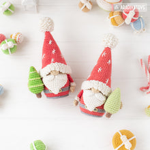 Load image into Gallery viewer, Christmas gnome crochet pattern amigurumi tutorial by AradiyaToys Christmas decor mini gnome ornament xmas crochet DIY tutorial PDF file
