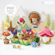 Carica l'immagine nel visualizzatore di Gallery, 16-in-1 flower field crochet pattern bundle PDF amigurumi Mini Kingdom Flower Maiden gnome hummingbird wildflower handmade DIY tutorial
