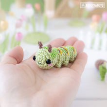 Carregar imagem no visualizador da galeria, Caterpillar Crochet Pattern PDF Tiny Amigurumi Insect DIY Tutorial Mini Kingdom by AradiyaToys
