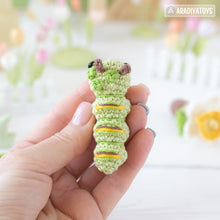 Carregar imagem no visualizador da galeria, Caterpillar Crochet Pattern PDF Tiny Amigurumi Insect DIY Tutorial Mini Kingdom by AradiyaToys
