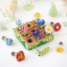 Load image into Gallery viewer, 11-in-1 flower field crochet pattern PDF file amigurumi Mini Kingdom tulip lavender poppy chamomile hydrangea peony caterpillar DIY tutorial
