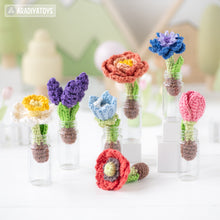 Carica l'immagine nel visualizzatore di Gallery, 16-in-1 flower field crochet pattern bundle PDF amigurumi Mini Kingdom Flower Maiden gnome hummingbird wildflower handmade DIY tutorial
