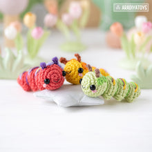 Carregar imagem no visualizador da galeria, Caterpillar Crochet Pattern PDF Tiny Amigurumi Insect DIY Tutorial Mini Kingdom by AradiyaToys

