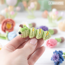 Carregar imagem no visualizador da galeria, Caterpillar Crochet Pattern PDF Tiny Amigurumi Insect DIY Tutorial Mini Kingdom by AradiyaToys
