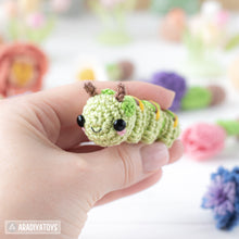 Carregar imagem no visualizador da galeria, Caterpillar Crochet Pattern PDF Tiny Amigurumi Insect DIY Tutorial Mini Kingdom by AradiyaToys
