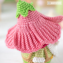 Load image into Gallery viewer, amigurumi flower gnome crochet pattern PDF by AradiyaToys Mini Kingdom hibiscus hat garden floral DIY handmade tutorial
