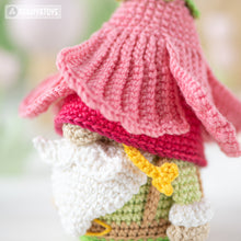 Load image into Gallery viewer, amigurumi flower gnome crochet pattern PDF by AradiyaToys Mini Kingdom hibiscus hat garden floral DIY handmade tutorial
