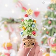 Load image into Gallery viewer, kawaii mini Christmas tree crochet pattern amigurumi tutorial AradiyaToys Christmas tree decor ornament xmas crochet DIY lesson PDF file
