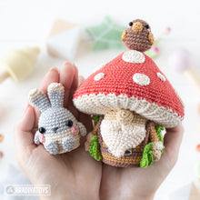 Carica l&#39;immagine nel visualizzatore di Gallery, 5-in-1 vegetable patch crochet pattern amigurumi by AradiyaToys mini kingdom mushroom gnome crochet tutorial DIY PDF file bunny garden girl
