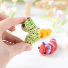 Carregar imagem no visualizador da galeria, Caterpillar Crochet Pattern PDF Tiny Amigurumi Insect DIY Tutorial Mini Kingdom by AradiyaToys
