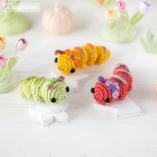 Carregar imagem no visualizador da galeria, Caterpillar Crochet Pattern PDF Tiny Amigurumi Insect DIY Tutorial Mini Kingdom by AradiyaToys
