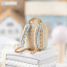 Load image into Gallery viewer, amigurumi doll backpack crochet pattern AradiyaToys dolls accessories crochet DIY tutorial PDF file handmade bag amigurumi pattern keychain
