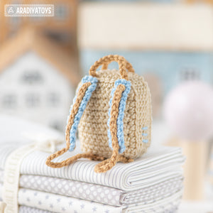 amigurumi doll backpack crochet pattern AradiyaToys dolls accessories crochet DIY tutorial PDF file handmade bag amigurumi pattern keychain