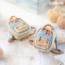 Load image into Gallery viewer, amigurumi doll backpack crochet pattern AradiyaToys dolls accessories crochet DIY tutorial PDF file handmade bag amigurumi pattern keychain
