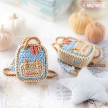 Load image into Gallery viewer, amigurumi doll backpack crochet pattern AradiyaToys dolls accessories crochet DIY tutorial PDF file handmade bag amigurumi pattern keychain
