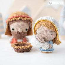 Load image into Gallery viewer, 4 in 1 Nativity Crochet Pattern Set Mary Baby Jesus Joseph Stable DIY Christmas Mini Amigurumi Patterns Nativity Scene (Tutorial PDF file)
