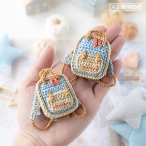 amigurumi doll backpack crochet pattern AradiyaToys dolls accessories crochet DIY tutorial PDF file handmade bag amigurumi pattern keychain