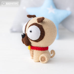 Crochet Pattern of Pug Luis from "AradiyaToys Design" (Amigurumi tutorial PDF file) / cute pug crochet pattern by AradiyaToys