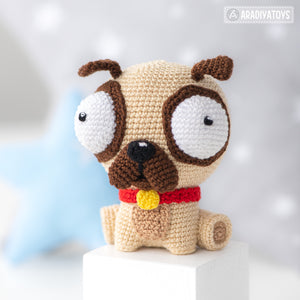 Crochet Pattern of Pug Luis from "AradiyaToys Design" (Amigurumi tutorial PDF file) / cute pug crochet pattern by AradiyaToys