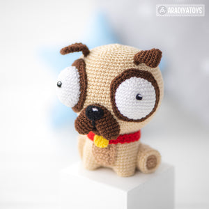 Crochet Pattern of Pug Luis from "AradiyaToys Design" (Amigurumi tutorial PDF file) / cute pug crochet pattern by AradiyaToys