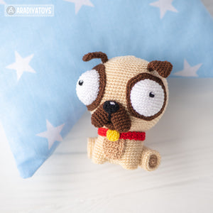 Crochet Pattern of Pug Luis from "AradiyaToys Design" (Amigurumi tutorial PDF file) / cute pug crochet pattern by AradiyaToys